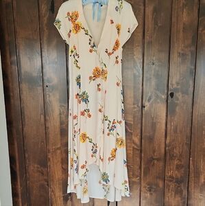 Free People High Low Floral Dress - Cream, Yellow, Red